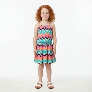 NEW Imoga‎ Soft Fun Chevron Sun Dress Girls sz 4 Pink Blue